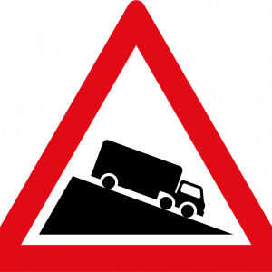 Steep descent ahead ROAD SIGN